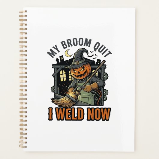 Halloween Lasser Shirts Grappige Heks Bezems Ontwe Planner (Voorkant)