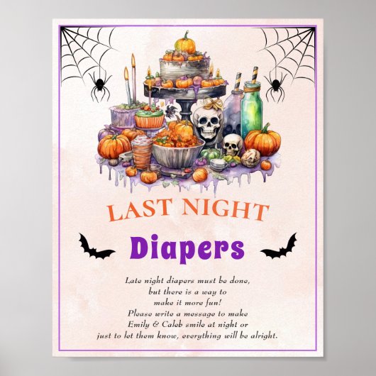 Halloween "Last Night Diapers" Baby shower spel Poster (Voorkant)