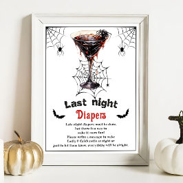 Halloween "Last Night Diapers" Baby shower spel Poster