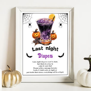 Halloween "Last Night Diapers" Baby shower spel Poster