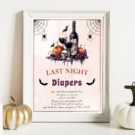 Halloween "Last Night Diapers" Baby shower spel Poster