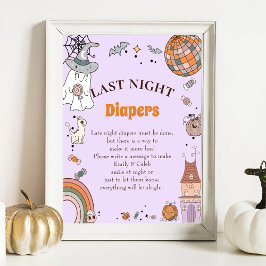 Halloween "Last Night Diapers" Baby shower spel Poster