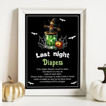 Halloween "Last Night Diapers" Baby shower spel