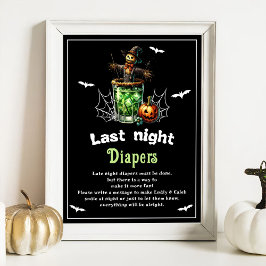 Halloween "Last Night Diapers" Baby shower spel Poster