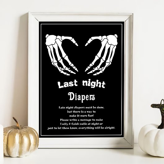Halloween "Last Night Diapers" Baby shower spel Poster