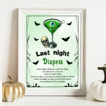 Halloween "Last Night Diapers" Baby shower spel