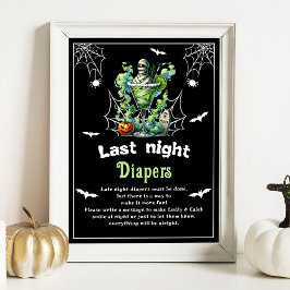 Halloween "Last Night Diapers" Baby shower spel Poster