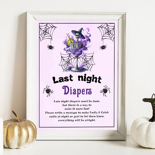 Halloween "Last Night Diapers" Baby shower spel Poster