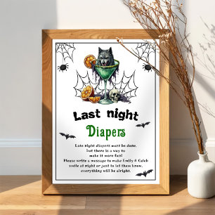 Halloween "Last Night Diapers" Baby shower spel Poster