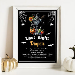 Halloween "Last Night Diapers" Baby shower spel Poster