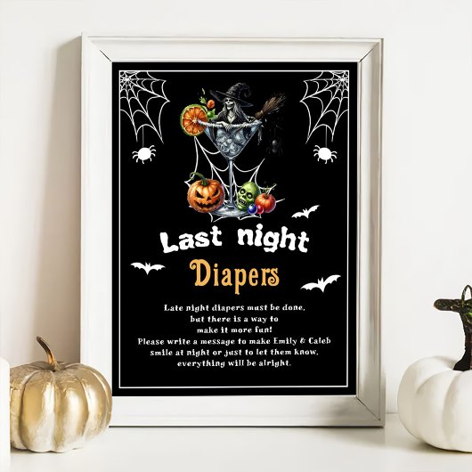 Halloween "Last Night Diapers" Baby shower spel Poster