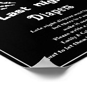 Halloween "Last Night Diapers" Baby shower spel Poster (Hoek)
