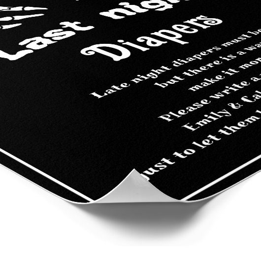 Halloween "Last Night Diapers" Baby shower spel Poster (Hoek)