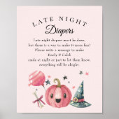 Halloween "late nacht diapers" Baby shower Game Poster (Voorkant)