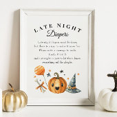Halloween "late nacht diapers" Baby shower Game Poster