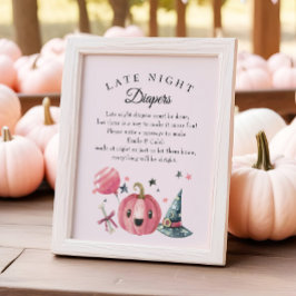 Halloween "late nacht diapers" Baby shower Game Poster