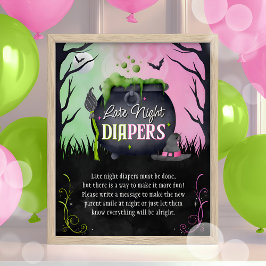 Halloween "late nacht diapers" Baby shower Game Poster