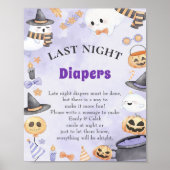 Halloween "Late Night Luiers" Baby shower spel Po Poster (Voorkant)