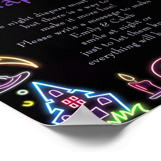 Halloween "Late Night Luiers" Baby shower spel Po Poster (Hoek)