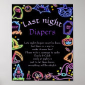 Halloween "Late Night Luiers" Baby shower spel Po Poster (Voorkant)