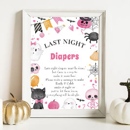 Halloween "Late Night Luiers" Baby shower spel Po Poster