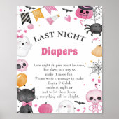 Halloween "Late Night Luiers" Baby shower spel Po Poster (Voorkant)