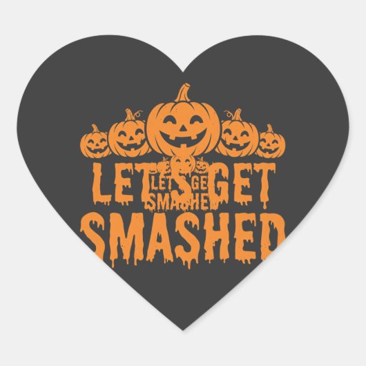 Halloween Laten we de Pompoen Vermorzelen Hart Sticker (Voorkant)