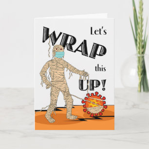 Halloween, laten we dit inpakken, mummie en virus kaart