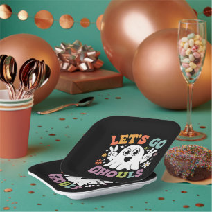 Halloween Laten we gaan spoken geest retro kostuum Papieren Bordje