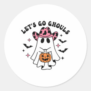 Halloween Laten we gaan spoken Geest Retro Kostuum Ronde Sticker