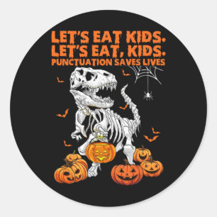 Halloween Laten we Kinderen Eten Interpunctie Slaa Ronde Sticker