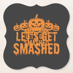 Halloween Laten we Pompoen Smashed Kartonnen Onderzetters