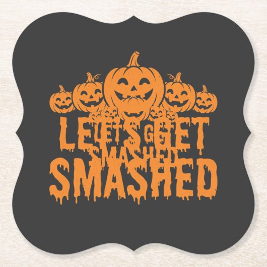 Halloween Laten we Pompoen Smashed Kartonnen Onderzetters (Voorkant)