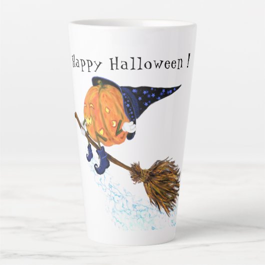 Halloween Latte Mok Witch Pumpkin-vliegkamer (Voorkant)
