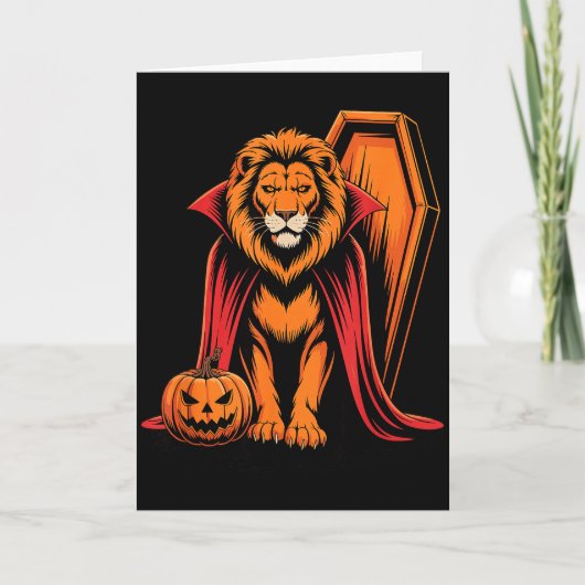 Halloween Leeuw Kist Leeuwen Kaart (Voorkant)