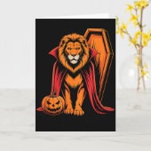 Halloween Leeuw Kist Leeuwen Kaart (Gele Bloem)