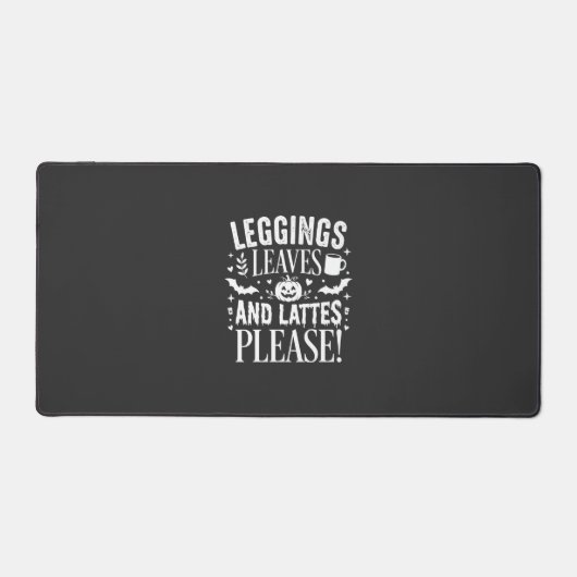Halloween Leggings Bladeren en Lattes Fall Coffee Bureaumat (Voorkant)