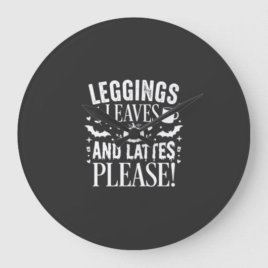 Halloween Leggings Bladeren en Lattes Fall Coffee Grote Klok (Voorkant)
