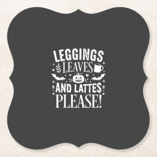 Halloween Leggings Bladeren en Lattes Fall Coffee  Kartonnen Onderzetters
