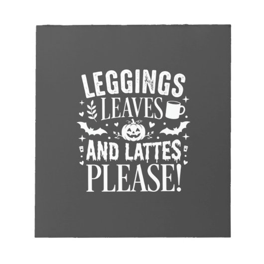 Halloween Leggings Bladeren en Lattes Fall Coffee Notitieblok (Voorkant)
