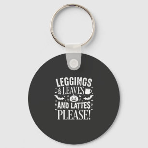 Halloween Leggings Bladeren en Lattes Fall Coffee Sleutelhanger