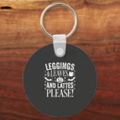 Halloween Leggings Bladeren en Lattes Fall Coffee  Sleutelhanger (Voorkant)