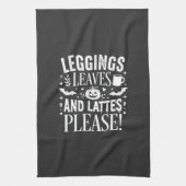 Halloween Leggings Bladeren en Lattes Fall Coffee Theedoek (Verticaal)