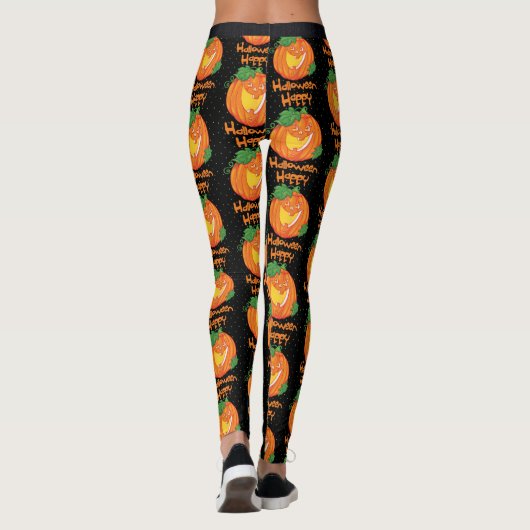 Halloween Leggings Custom Lachen Pompoen (Achterkant)