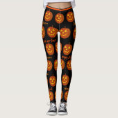 Halloween Leggings Jack-O-Lantern Oranje pompoenen (Voorkant)