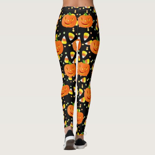 Halloween Leggings Jack-O-Lantern Oranje pompoenen (Achterkant)
