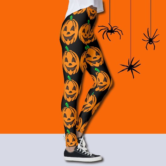 Halloween Leggings Jack-O-Lantern Oranje pompoenen