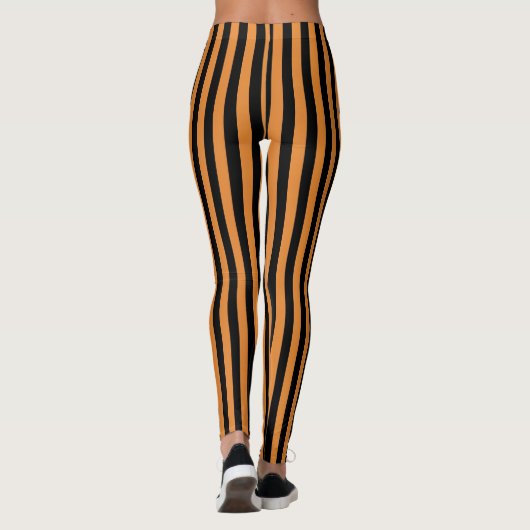 Halloween Leggings Stripe Oranje Black Herfst (Achterkant)
