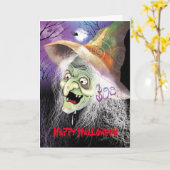 Halloween, lelijk, eng, heks kaart (Gele Bloem)