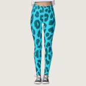 Halloween Leopard Print Blauwgroen Leggings (Voorkant)